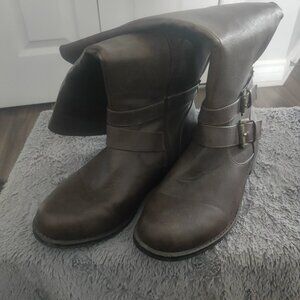 Brown high boots - fall, spring, WW size 8
